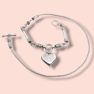 Shablool Didae Necklace 925 Sterling Silver Heart Pendant 16.5in Long 21 grams